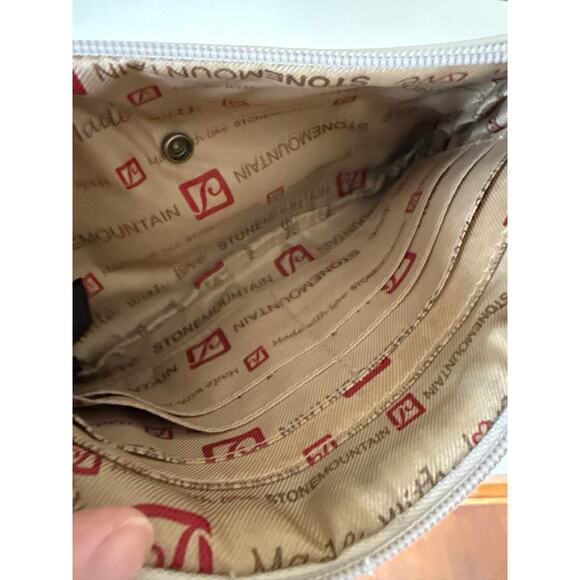 Stone Mountain Y2K 90s Preppy Two Toned Purse Clutch Pebbled Striped Academic - Picture 3 of 5